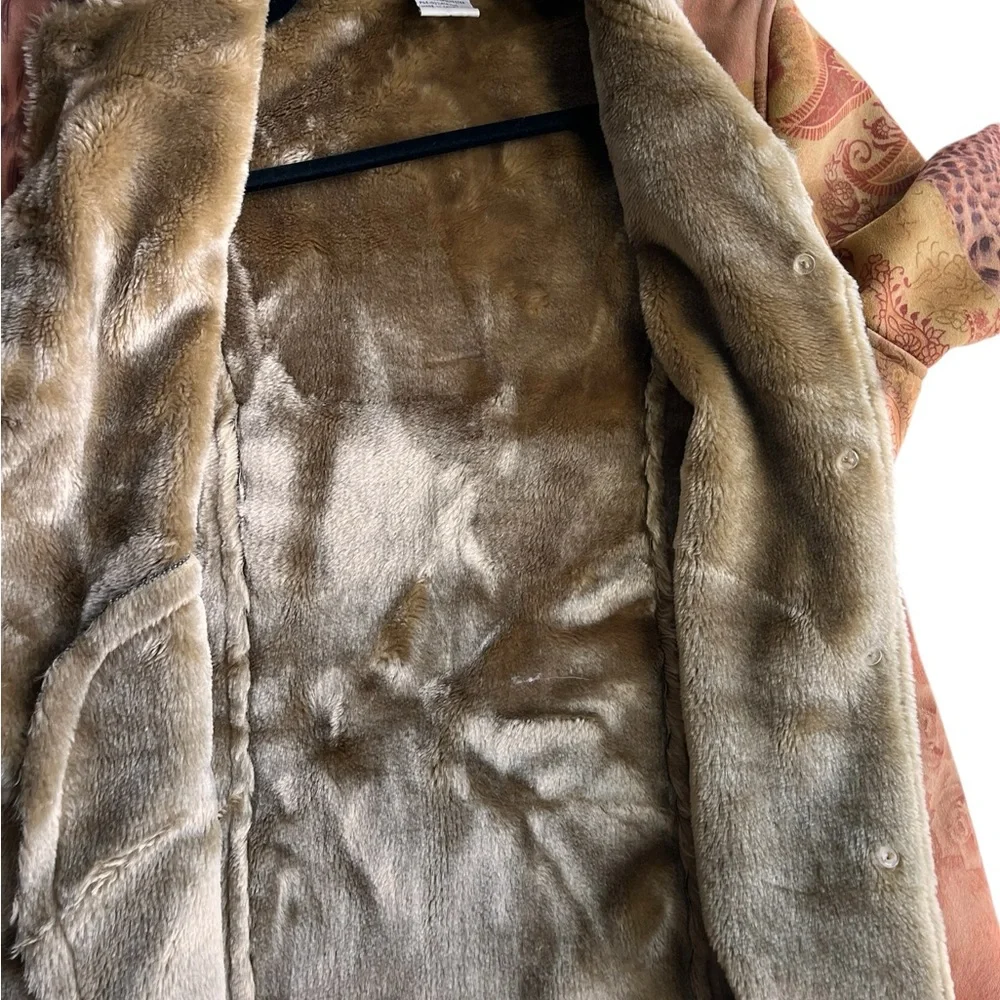 Faux Shearling Patchwork Mist Vintage Groovy Colorful Jacket Boho Small Rare